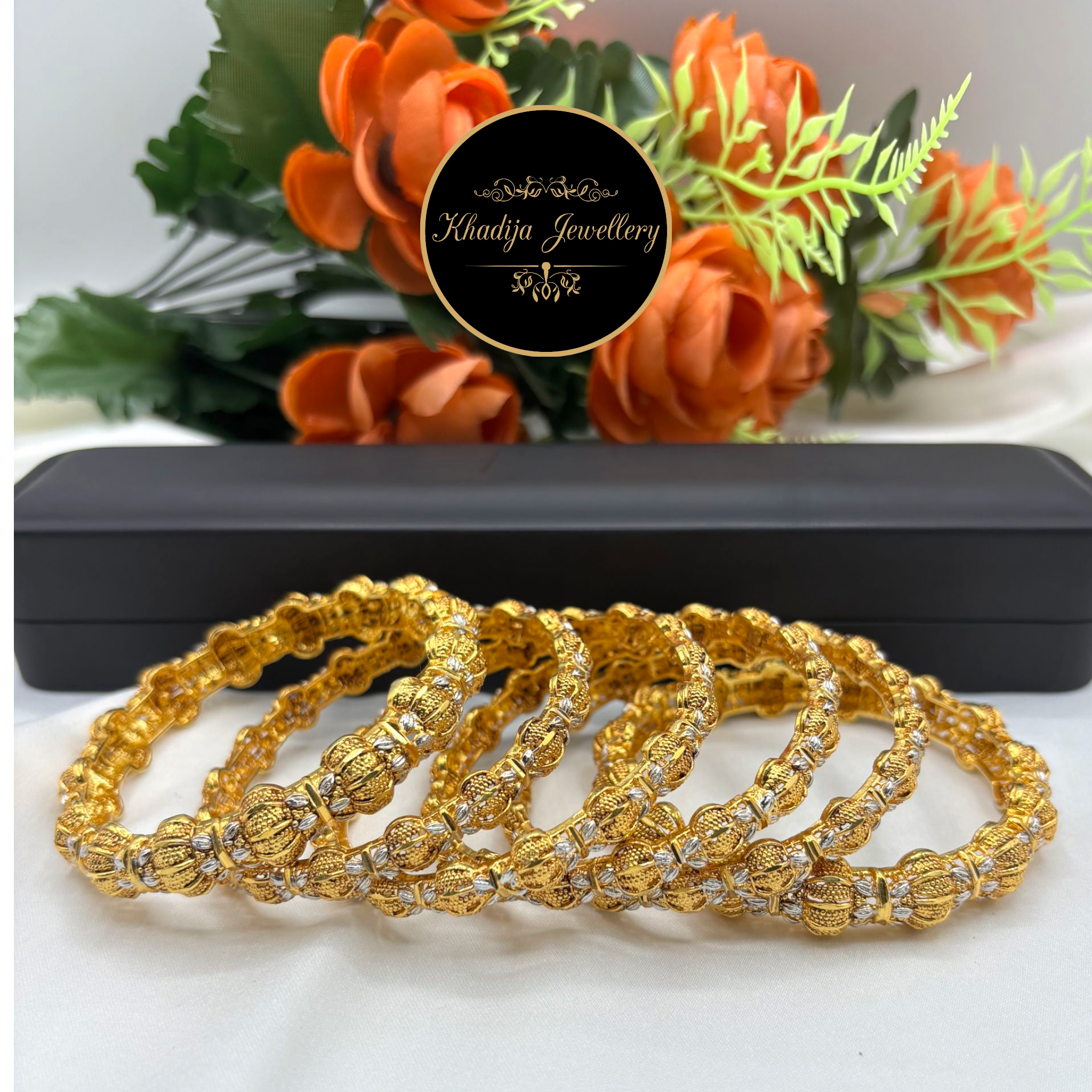 ✨️Elegant Gold & Silver Textured Bangles – Set of 6 pc with Gold plated ✨️ (BGAZ86)