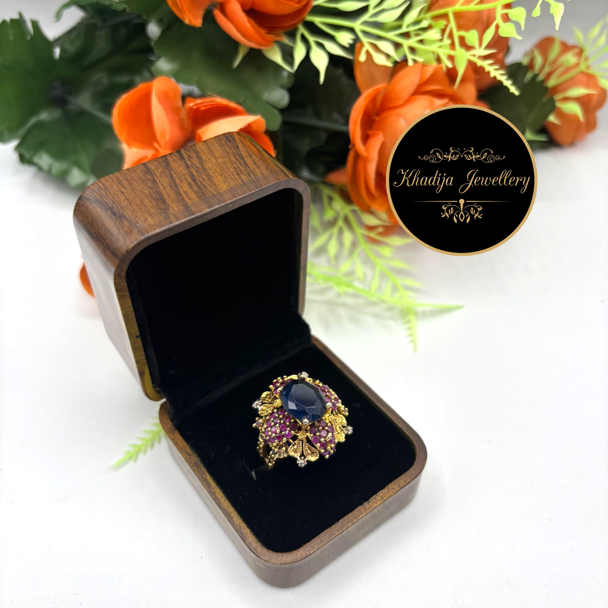 Luxury Gold-Plated Diamonds Stone Ring (DR001)