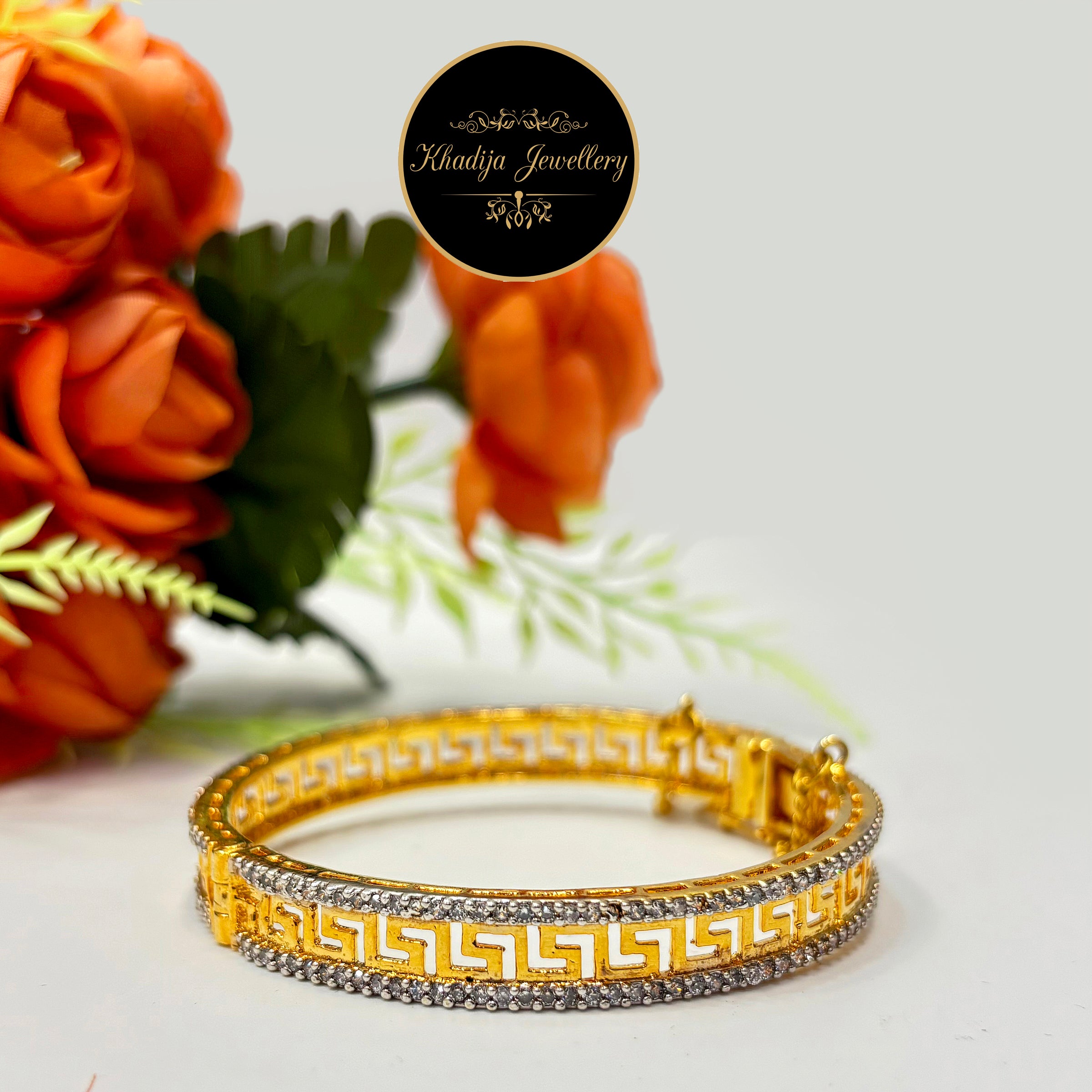 Versace-Inspired Premium Bangles – Silver & Gold (Az55)