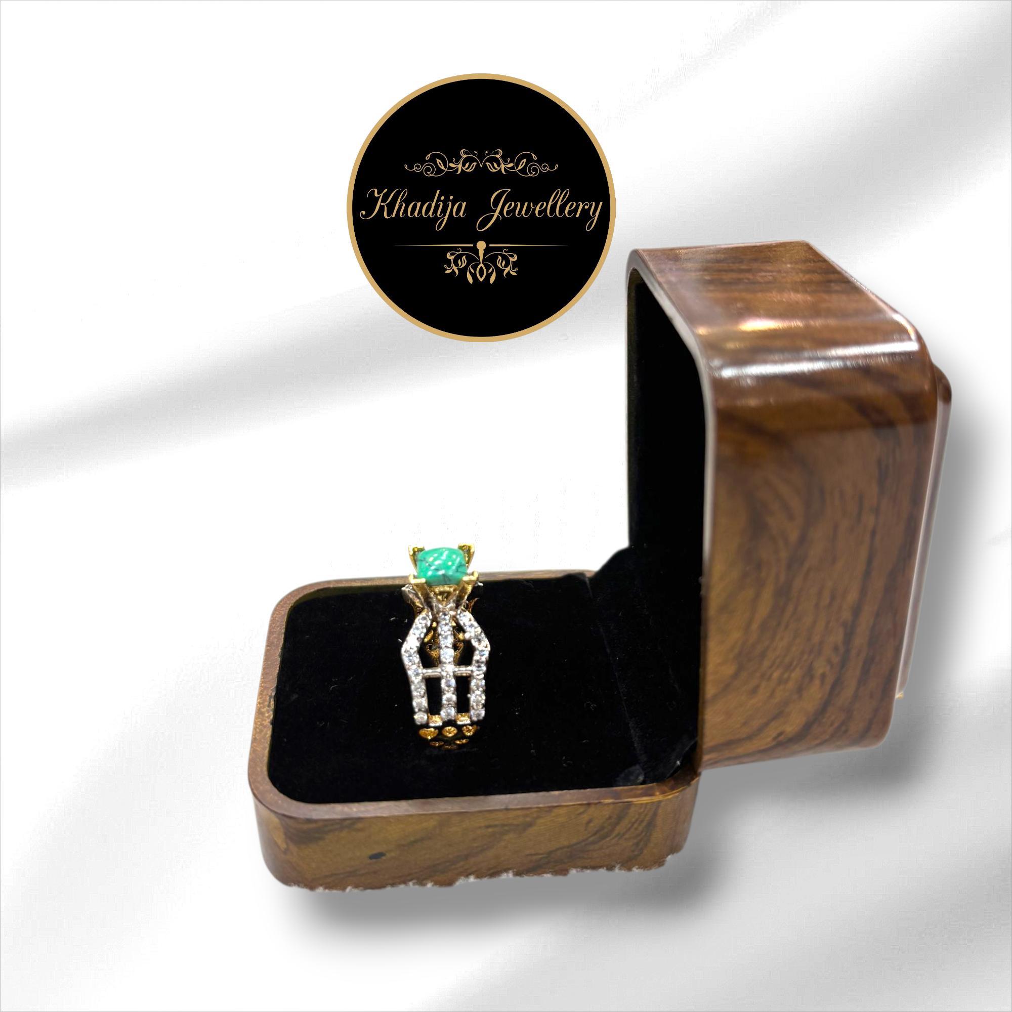 Classic Pearl & Forza Luxury Gold-Plated Designer Ring With Diamonds (RG0015)
