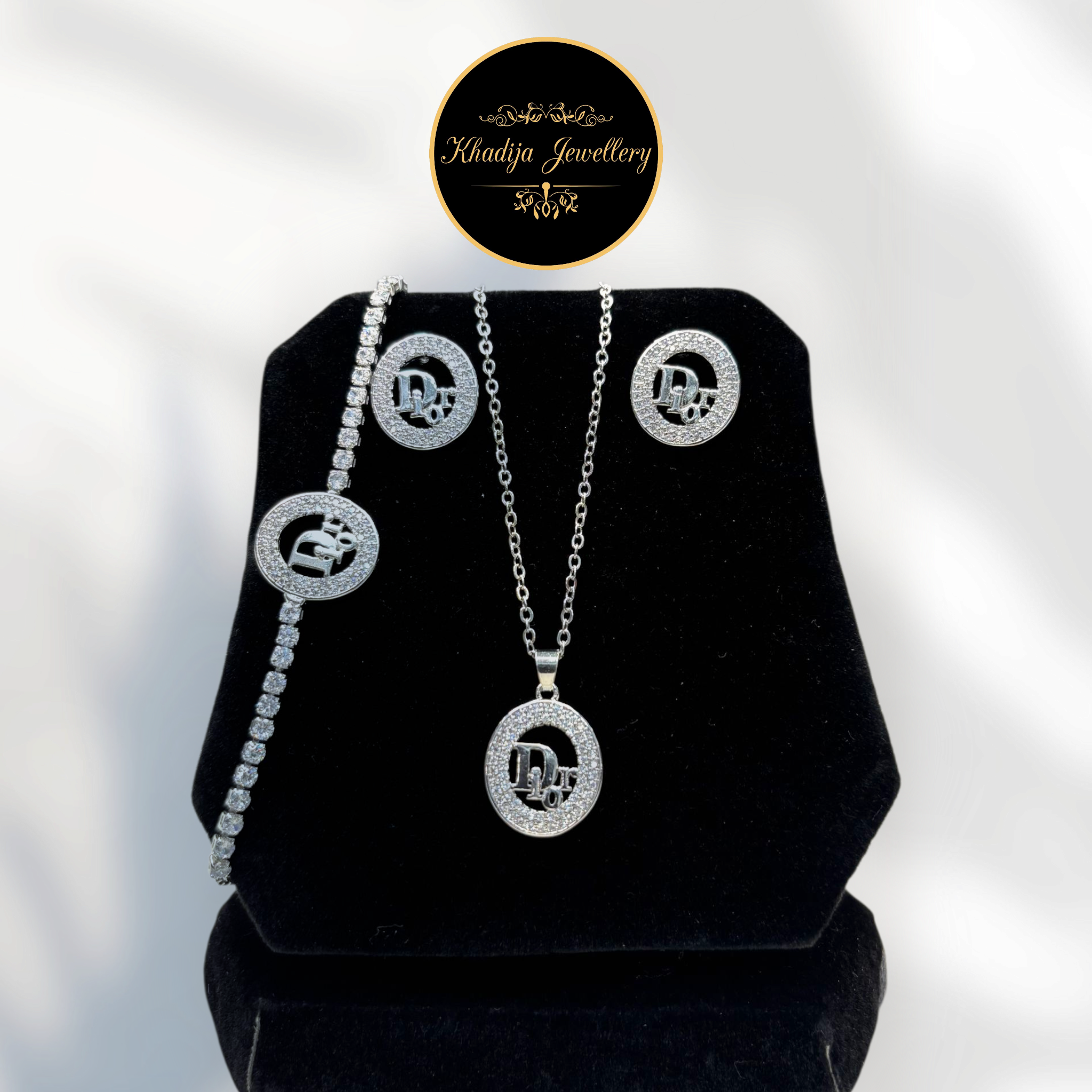 ✨ Stainless Steel Golden & Silver Sparkle Dior-Inspired Jewelry Set ✨(CL0014)