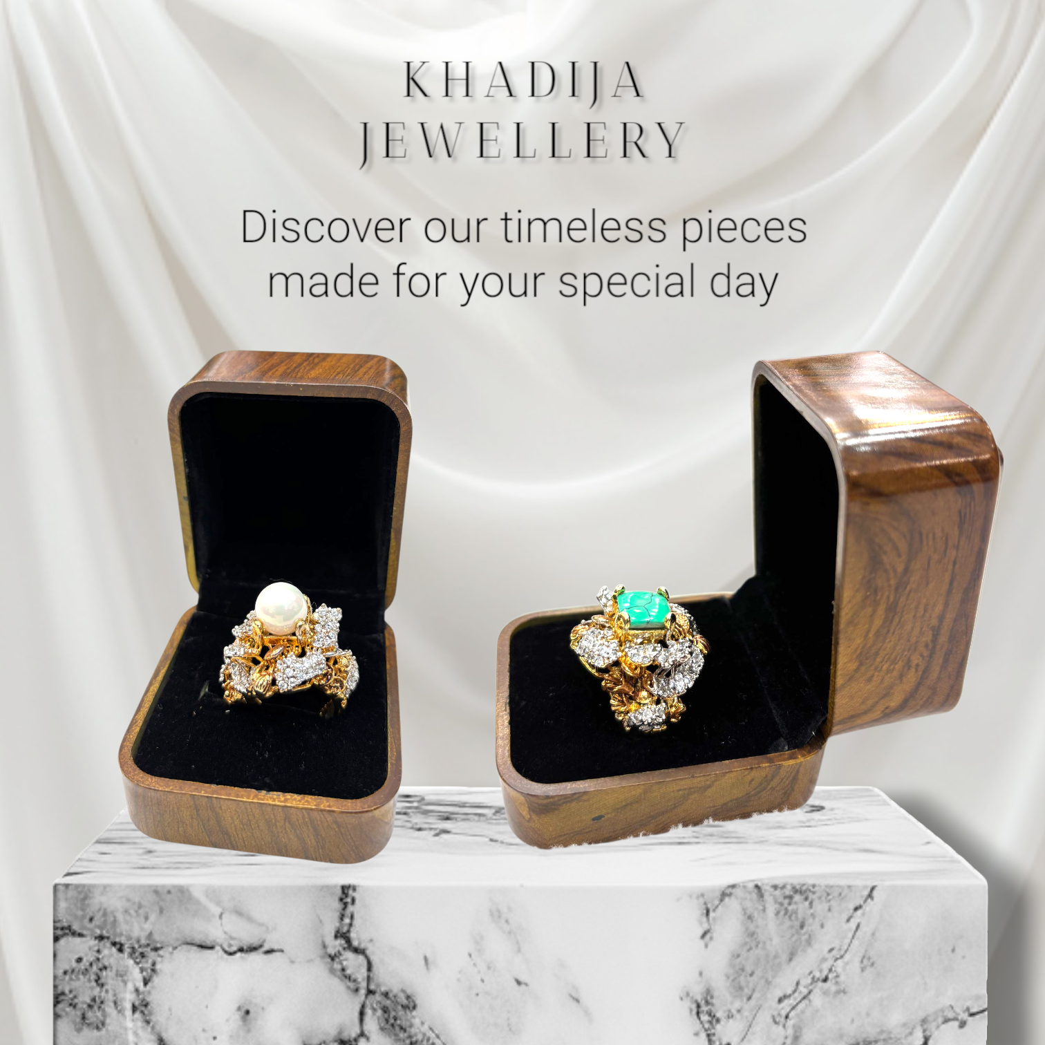 Emerald Blossom Luxury Ring – Gold Finish with CZ Diamonds (RG0016)