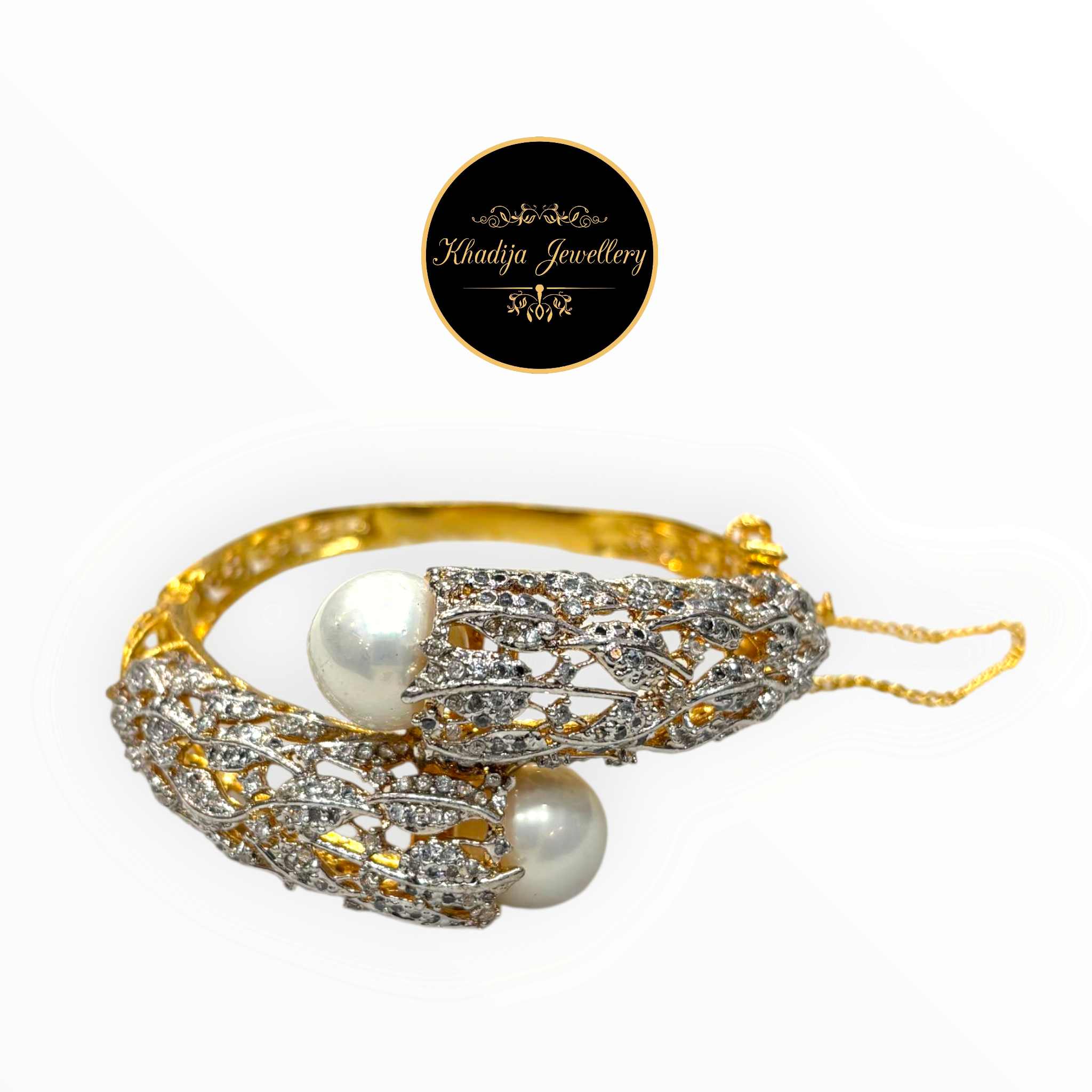 💎  Luxury   Pearl- Diamonds Openable Bracelet (Az060)