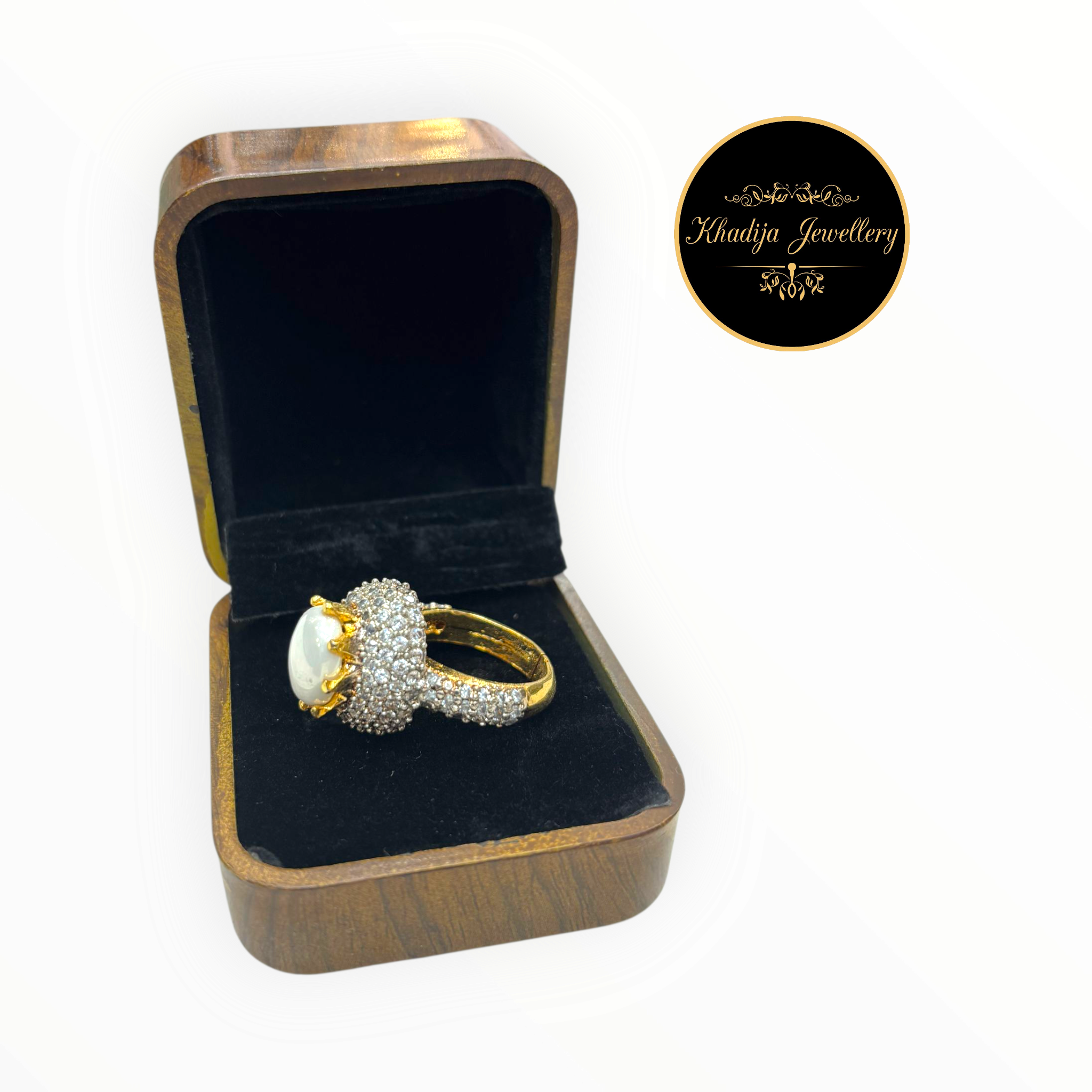 Mother Pearl With Diamonds Ring 💍  (RG0015)