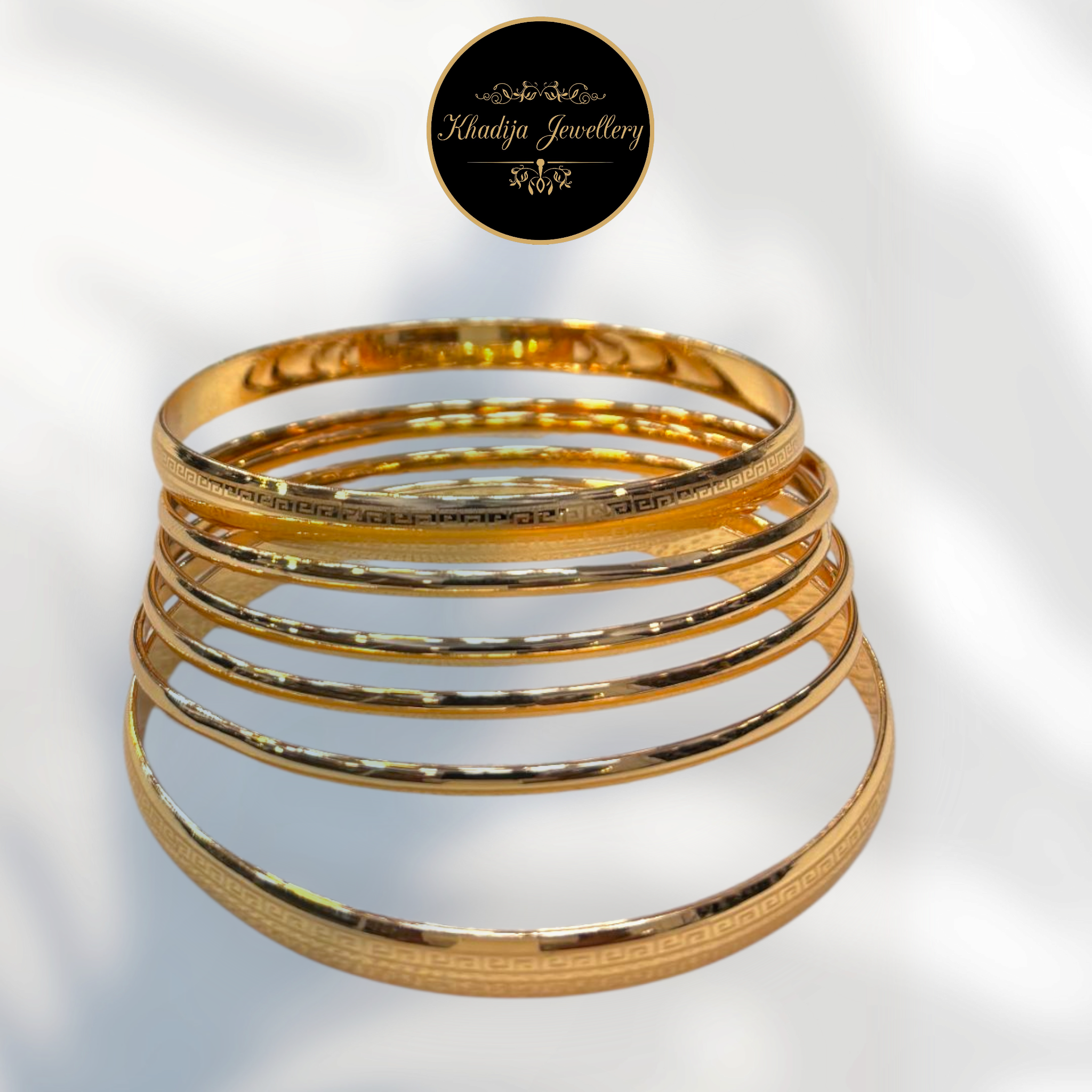 Classic Golden Bangles Set – 6 Pieces (CB05)
