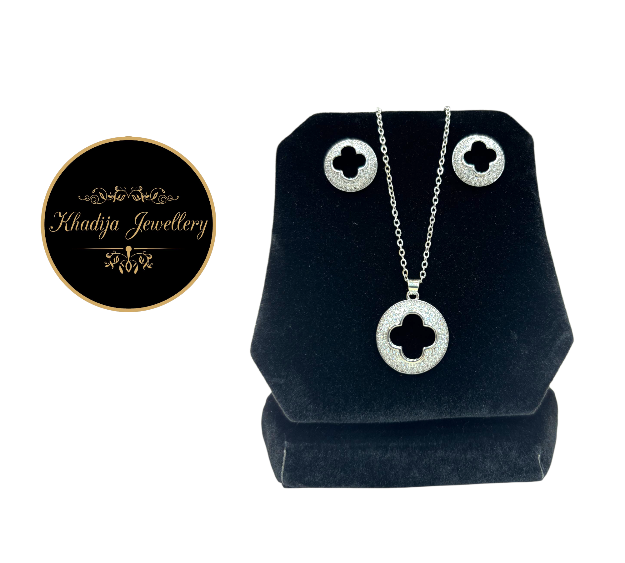 🌺Van Cleef-Inspired Locket & Earring Set – Elegant Zircon Design 🌺(CL0011)