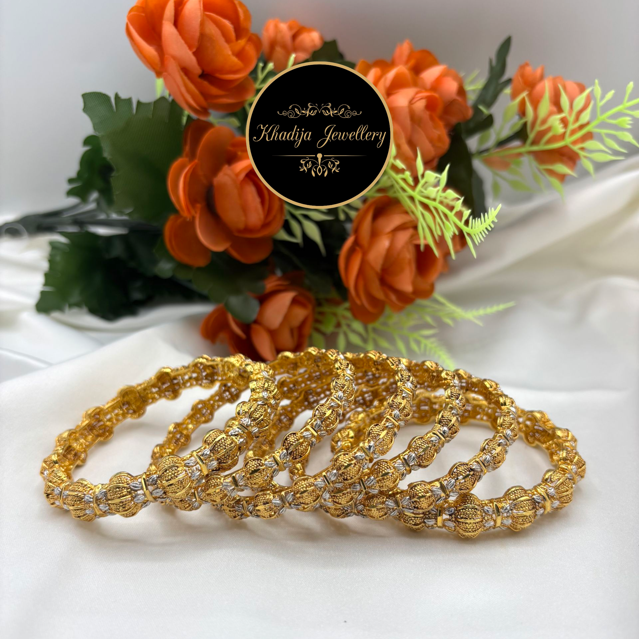 ✨️Elegant Gold & Silver Textured Bangles – Set of 6 pc with Gold plated ✨️ (BGAZ86)