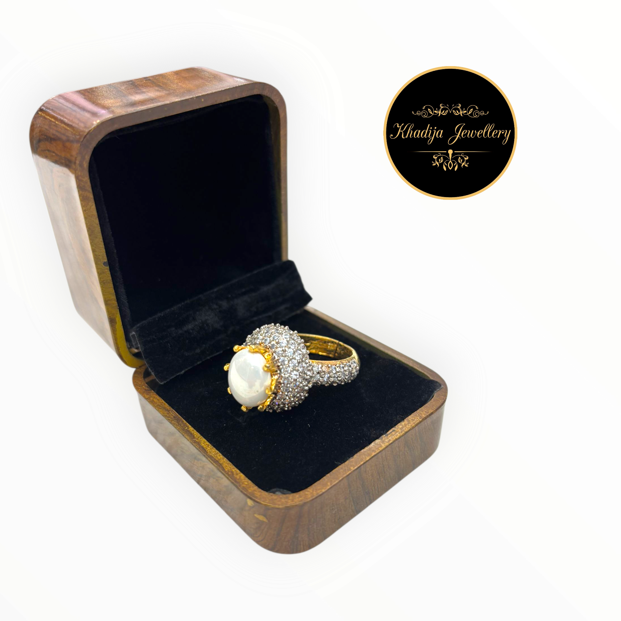 Mother Pearl With Diamonds Ring 💍  (RG0015)