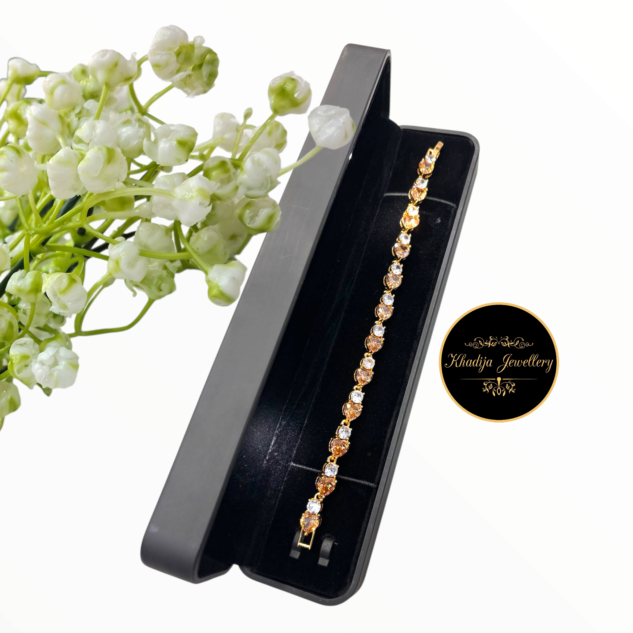 Elegant Stone-Studded Bracelet – 8 Stunning Colours (RC90)