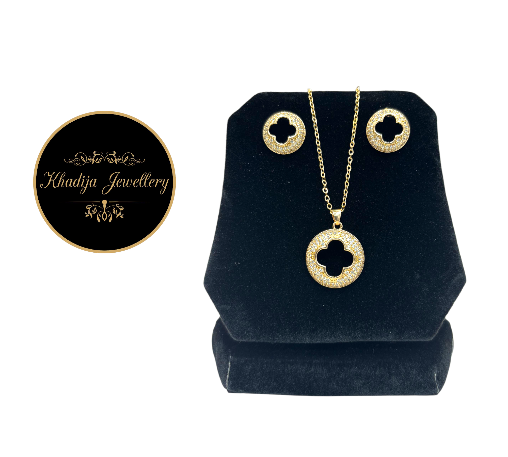 🌺Van Cleef-Inspired Locket & Earring Set – Elegant Zircon Design 🌺(CL0011)
