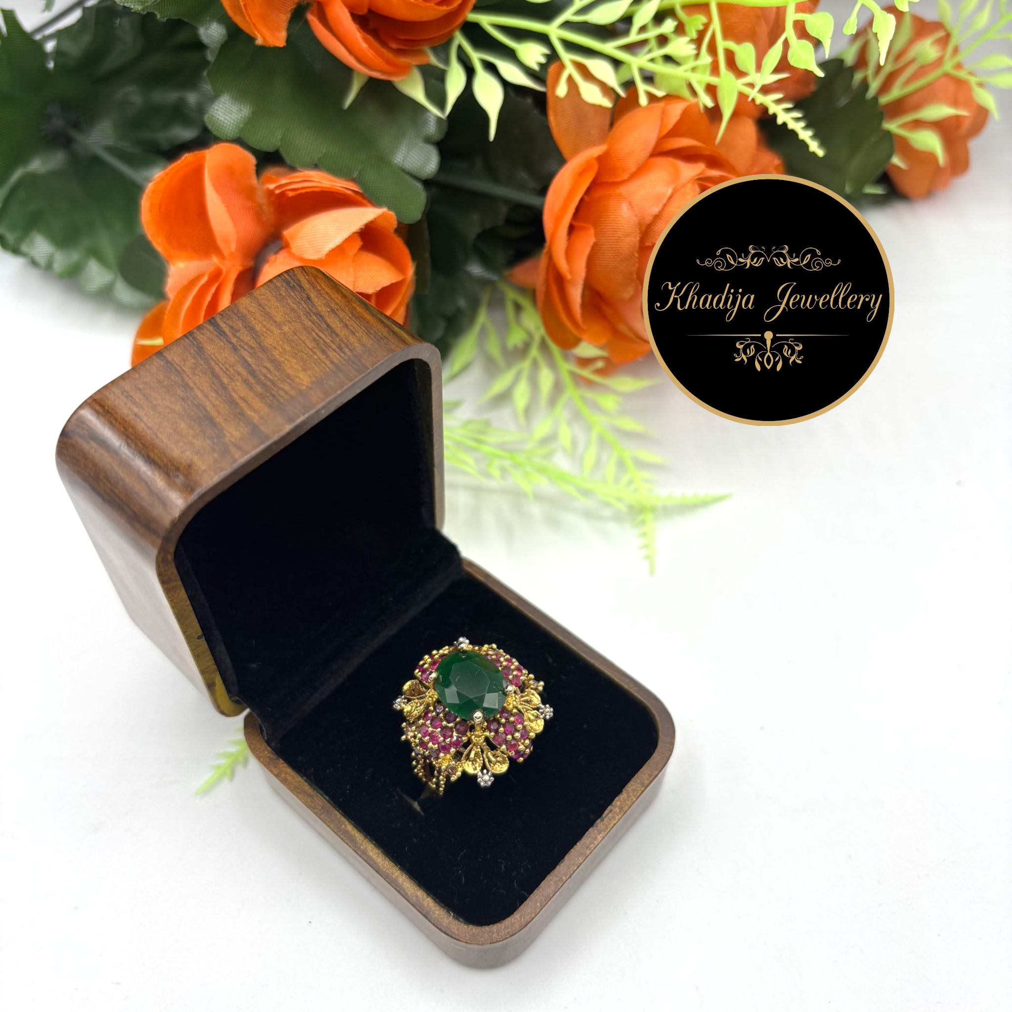 Luxury Gold-Plated Diamonds Stone Ring (DR001)