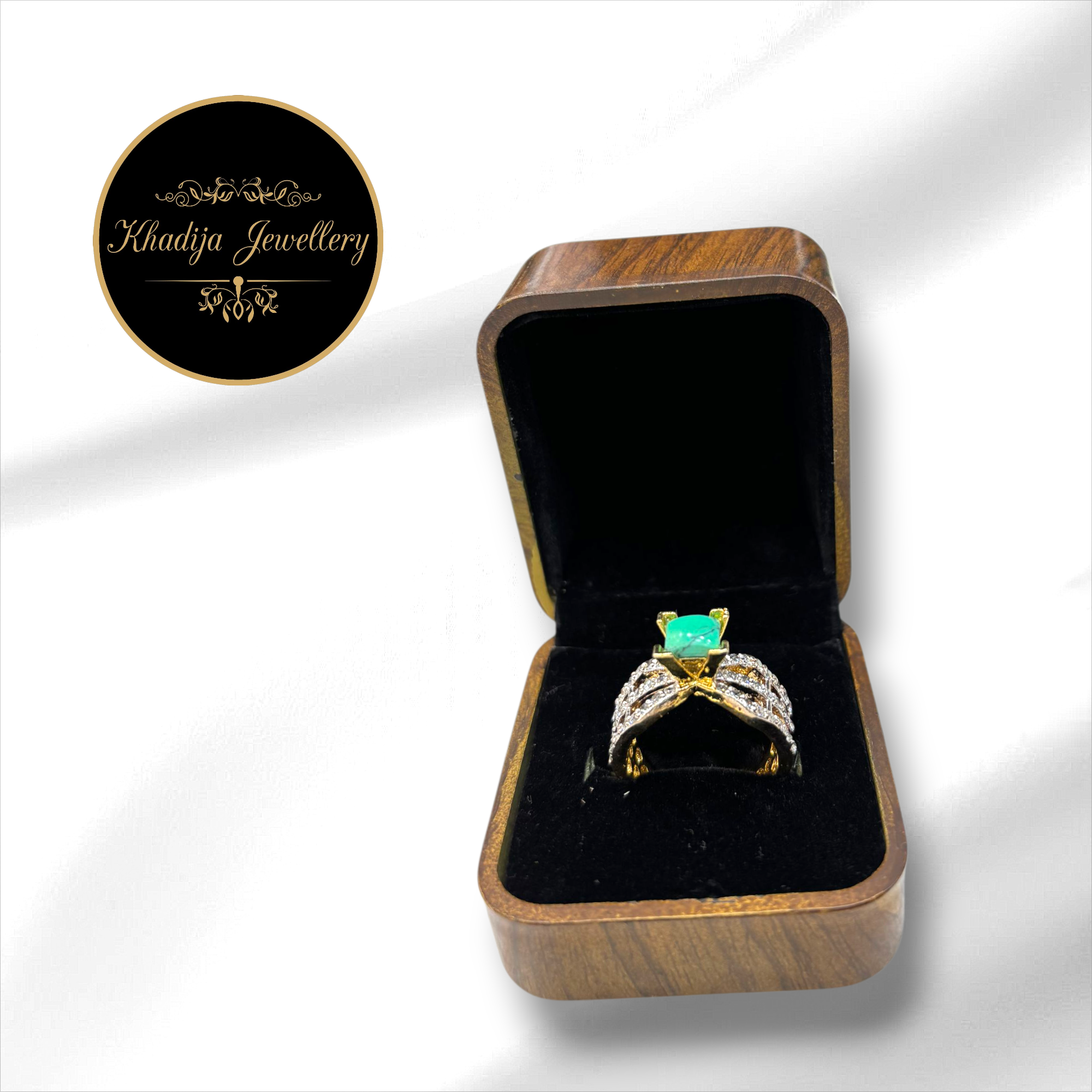 Classic Pearl & Forza Luxury Gold-Plated Designer Ring With Diamonds (RG0015)