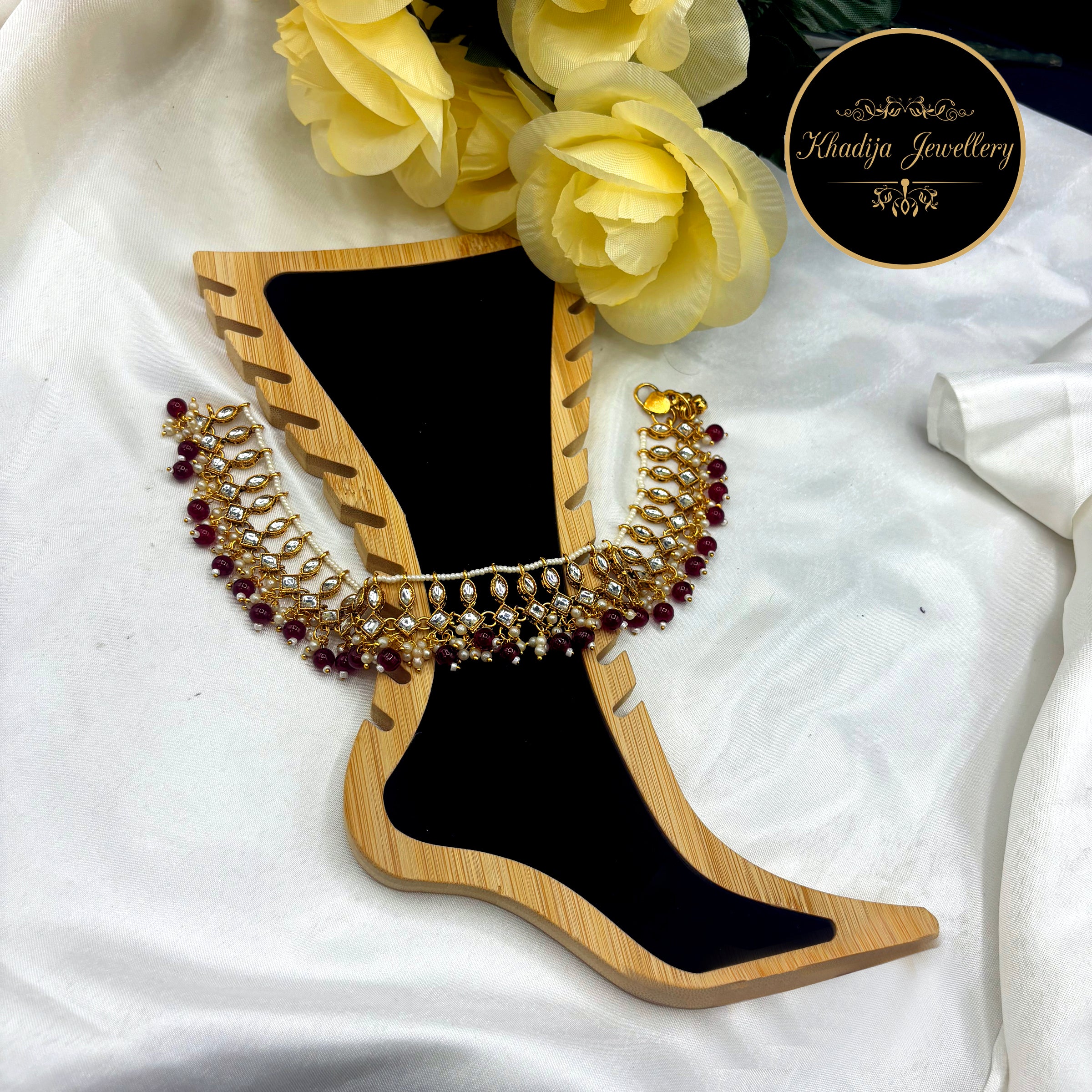 Kundan Pearl pair Anklet (RI0010)