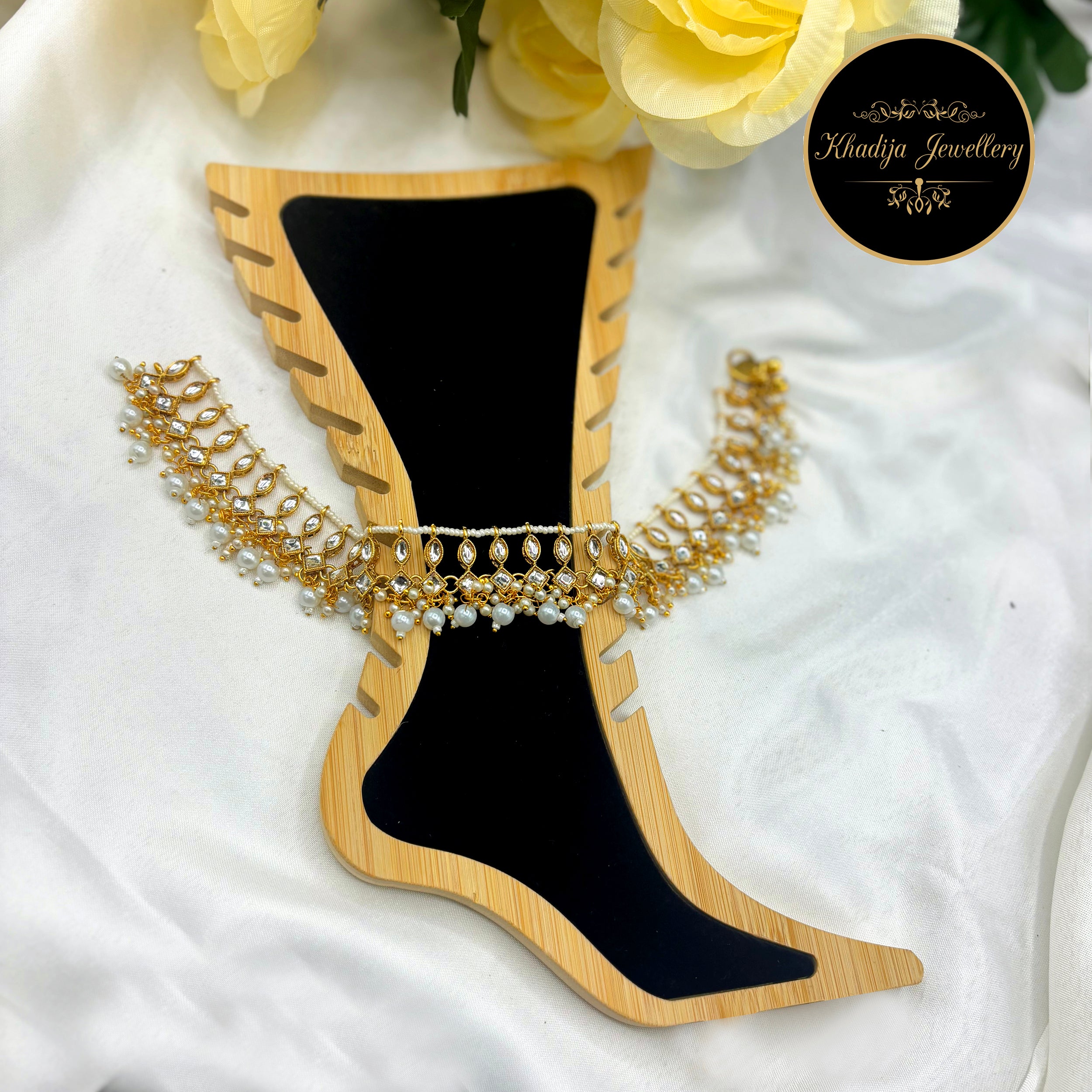 Kundan Pearl pair Anklet (RI0010)