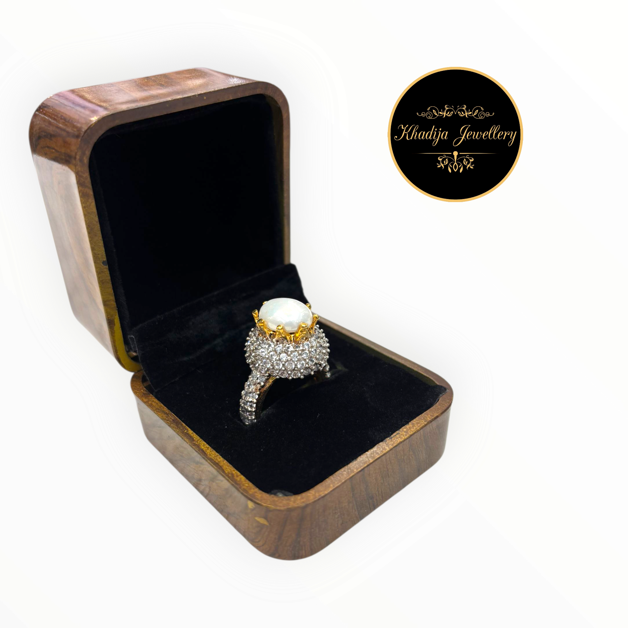 Mother Pearl With Diamonds Ring 💍  (RG0015)